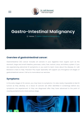 Gastro intestinal malignancy -Dr Lalit Banswal- Cancer Specialist in Undri Pune,Surgical Oncologist