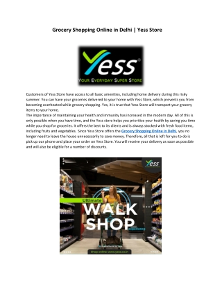 Grocery Shopping Online in Delhi - Yess Store
