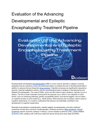 Evaluation of the Advancing Developmental and Epileptic Encephalopathy Treatment Pipeline