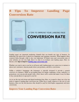 8 Tips To Improve Landing Page Conversion Rate