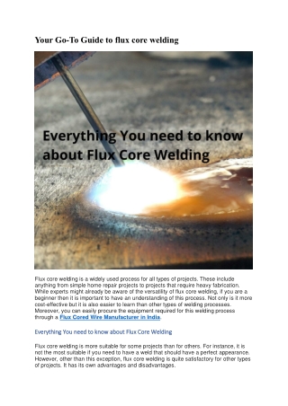 Your Go-To Guide to flux core welding