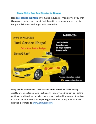 Book Chiku Cab Taxi Service in Bhopal1