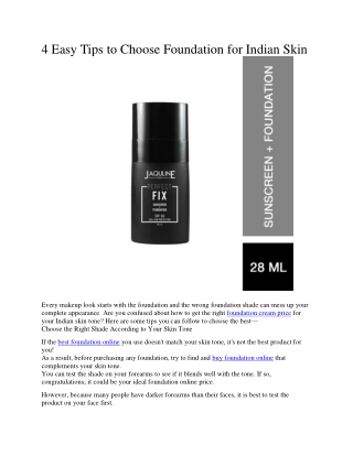 4 Easy Tips to Choose Foundation for Indian Skin