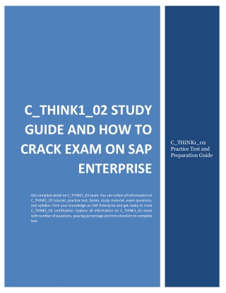 C_THINK1_02 Study Guide and How to Crack Exam on SAP Enterprise