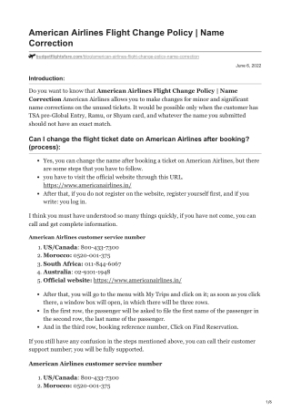 American Airlines Flight Change Policy