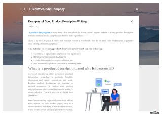 Examples of Good Product Description Writing