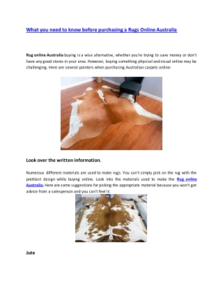 What you need to know before purchasing a Rugs Online Australia