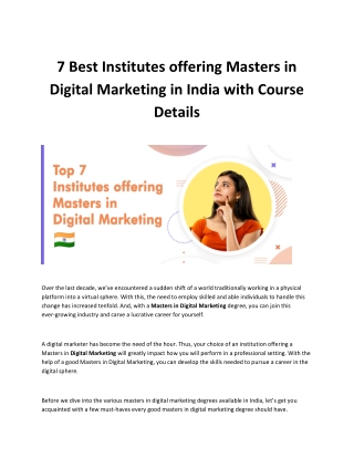 7 Best Institutes offering Masters in Digital Marketing in India with Course Details