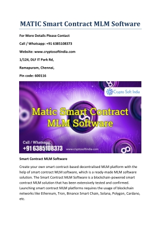 MATIC Smart Contract MLM Software