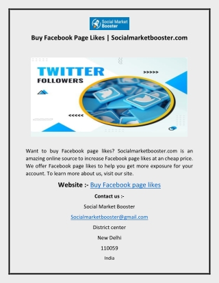 Buy Facebook Page Likes  Socialmarketbooster