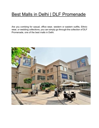 Best Malls in Delhi  | DLF Promenade