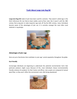 Truth About Large Jute Rug NZ