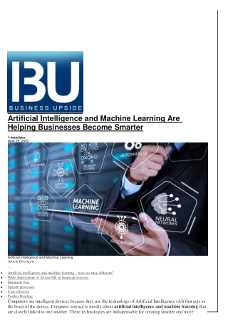 Artificial Intelligence and Machine Learning Are Helping Businesses Become Smart