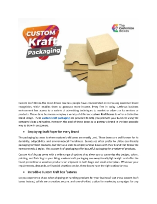 Custom Kraft Boxes are the best tool for Products Packaging