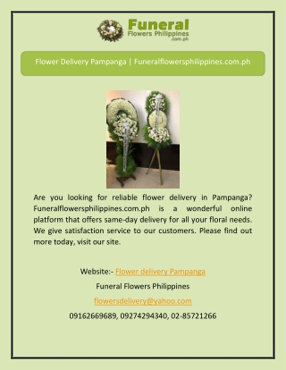 Flower Delivery Pampanga | Funeralflowersphilippines.com.ph