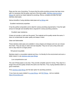 Benefits of using stainless steel pipe fittings