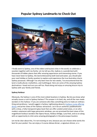 Popular Sydney Landmarks to Check Out