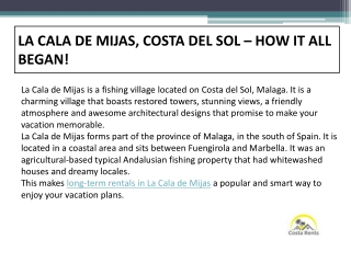 LA CALA DE MIJAS, COSTA DEL SOL – HOW IT ALL BEGAN!