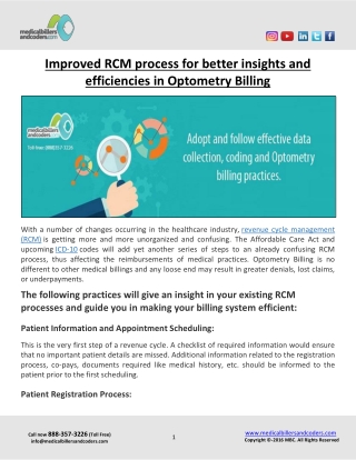 Improved RCM process for better insights and efficiencies in Optometry Billing