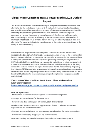 2021 Micro Combined Heat & Power Industry Global Analysis Report