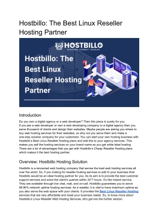 Hostbillo_ The Best Linux Reseller Hosting Partner