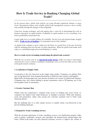 How Is Trade Service in Banking Changing Global Trade