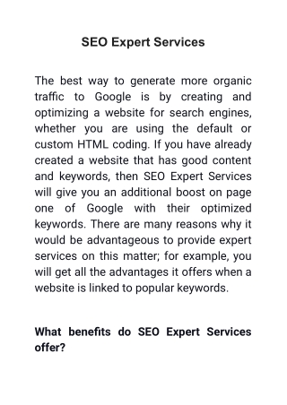 SEO Expert Services