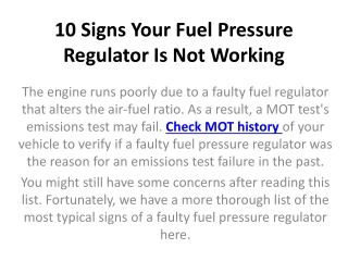 10 Signs Your Fuel Pressure Regulator Is Not Working