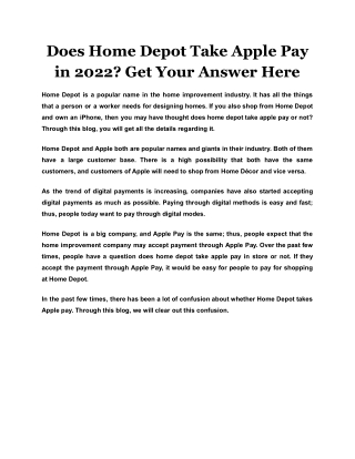 Does Home Depot Take Apple Pay in 2022 Get Your Answer Here
