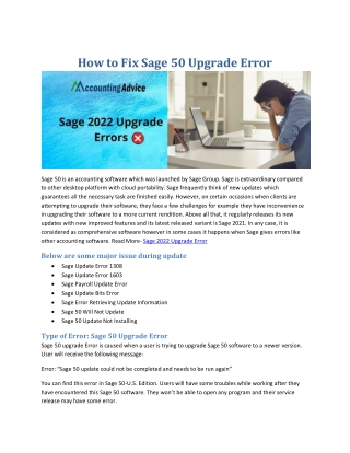 Fixed : Sage 2022 Upgrade Error