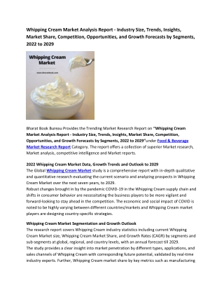 Global Whipping Cream Market Research Report 2022-2029