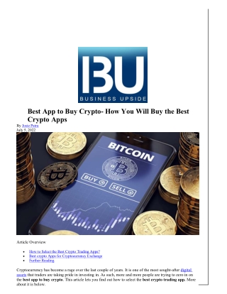 Best App to Buy Crypto- How You Will Buy the Best Crypto Apps