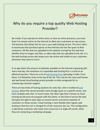 Why do you require a top quality Web Hosting Provider?