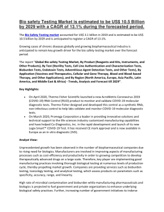 Bio safety Testing Market