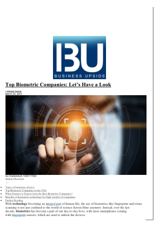 Top Biometric Companies: Let’s Have a Look