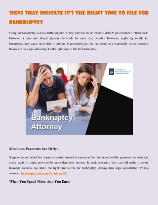 Signs That Indicate It’s the Right Time to File For Bankruptcy