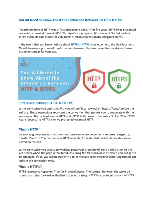 HTTP and HTTPS What You Need to Know