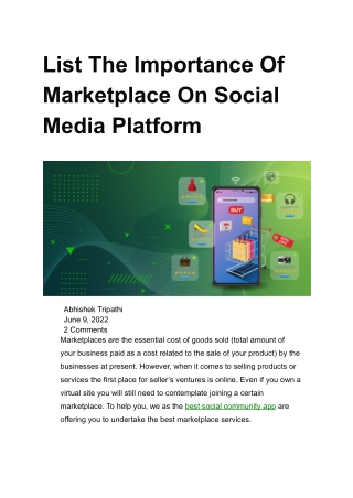 List The Importance Of Marketplace On Social Media Platform