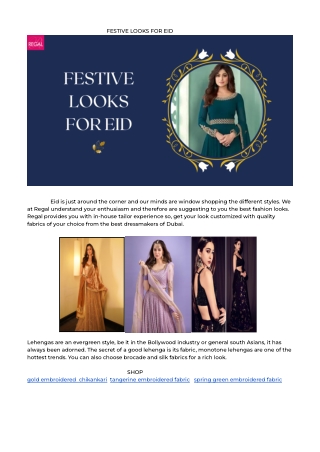 FESTIVE LOOKS FOR EID