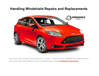 Handling Windshield Repairs and Replacements