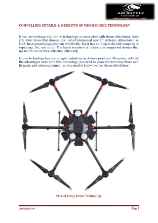 Compelling Details & Benefits of Using Drone Technology