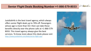 Senior Flight Tickets Deals Booking Number  1-866-579-8033