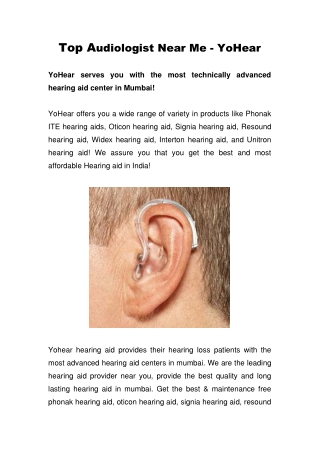 Top audiologist near me - YoHear