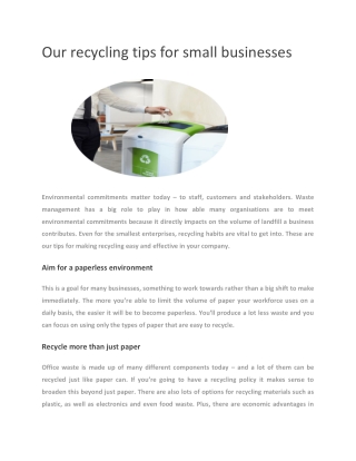 Our Recycling Tips for Small Businesses - MBM Omega
