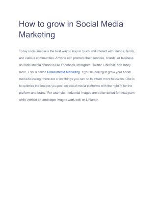 How to grow in Social Media Marketing