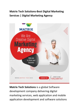 Matrix Tech Solutions-Digital Marketing Agency -Best Digital Marketing Services