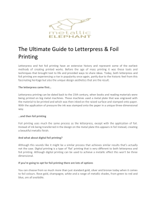 The Ultimate Guide to Letterpress and Foil Printing - Metallic Elephant