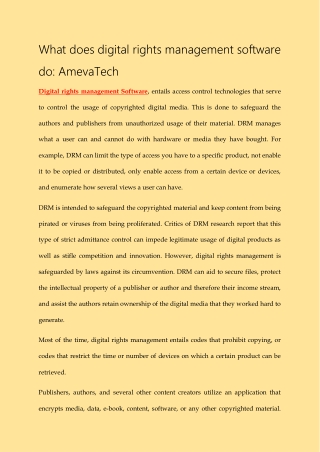 What does digital rights management software do: AmevaTech
