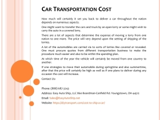 Car Transportation Cost