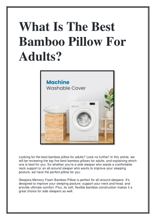 What Is The Best Bamboo Pillow For Adults